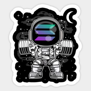 Astronaut Lifting Solana SOL Coin To The Moon Crypto Token Cryptocurrency Blockchain Wallet Birthday Gift For Men Women Kids Sticker